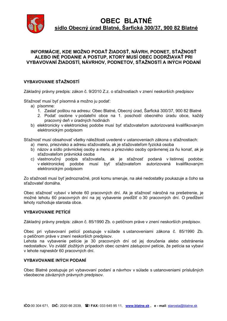 podanie stažnosti